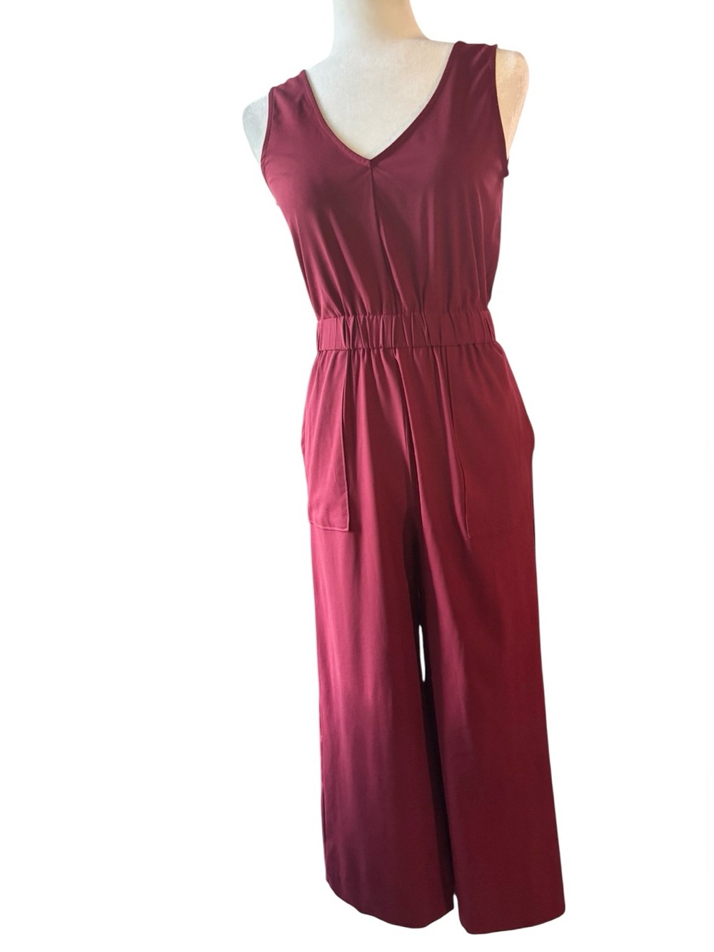 Good Luck Gem Burgundy Sleeveless Wide Leg Romper Jumpsuit | Vacation Attire